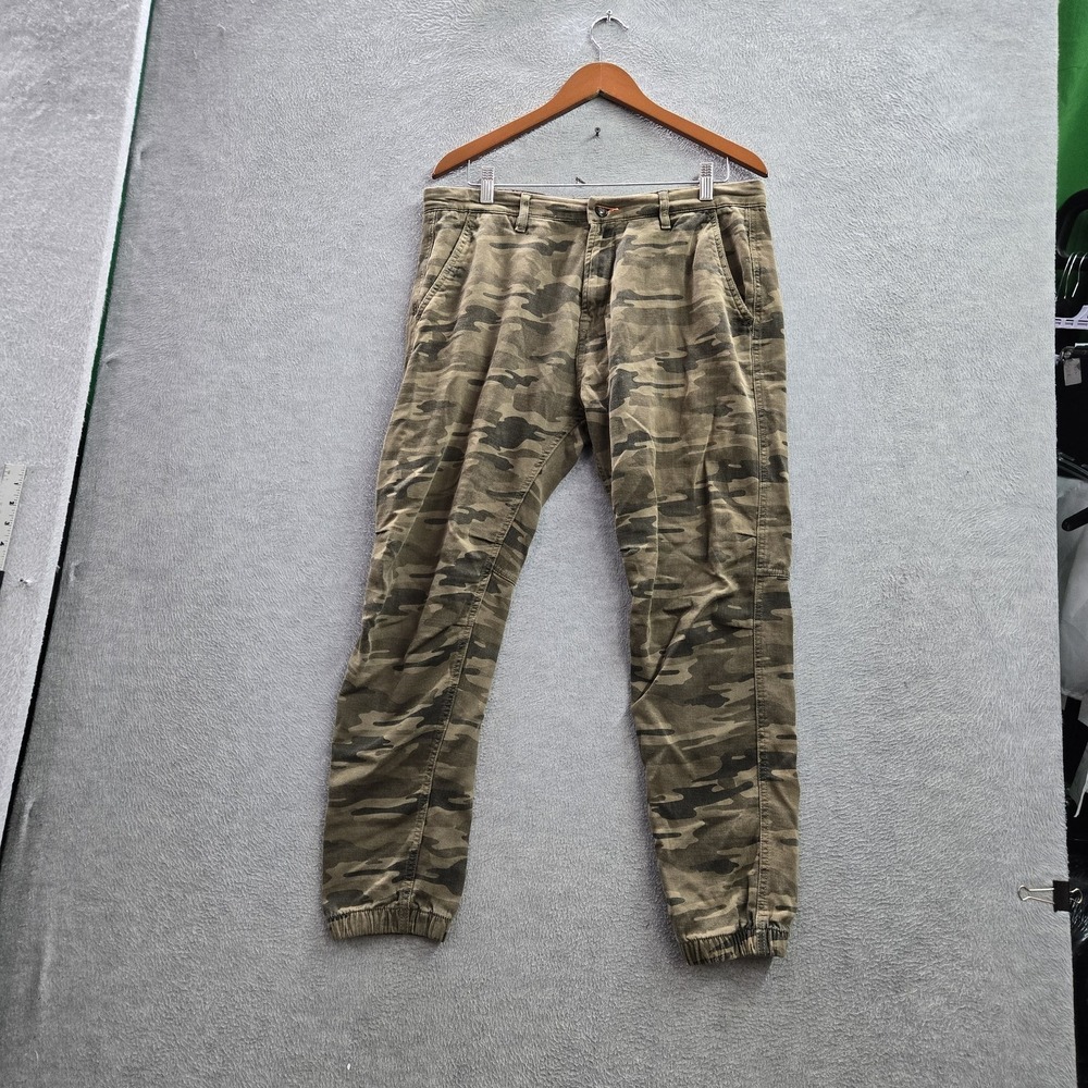 Superdry‎ Men Pants 34W 32L Green Embroidered Camouflage Jogger 05 Taper Utility